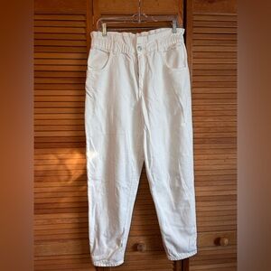 Zara White ankle length jeans high stretchy waist Sz M